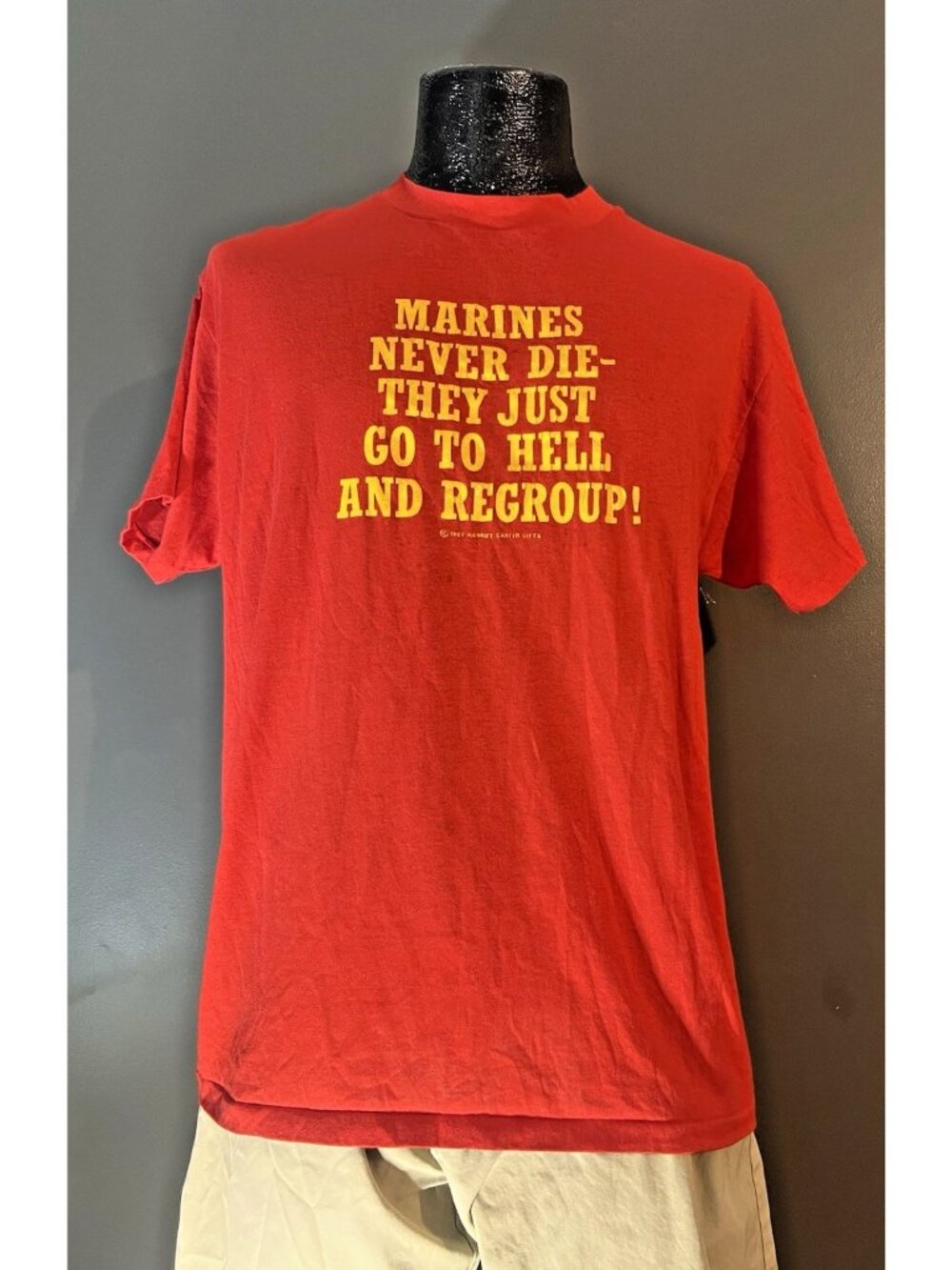 Vintage 80s USMC Marines Never Die Go To Hell Regroup T Shirt XL 50/50 USA 1983